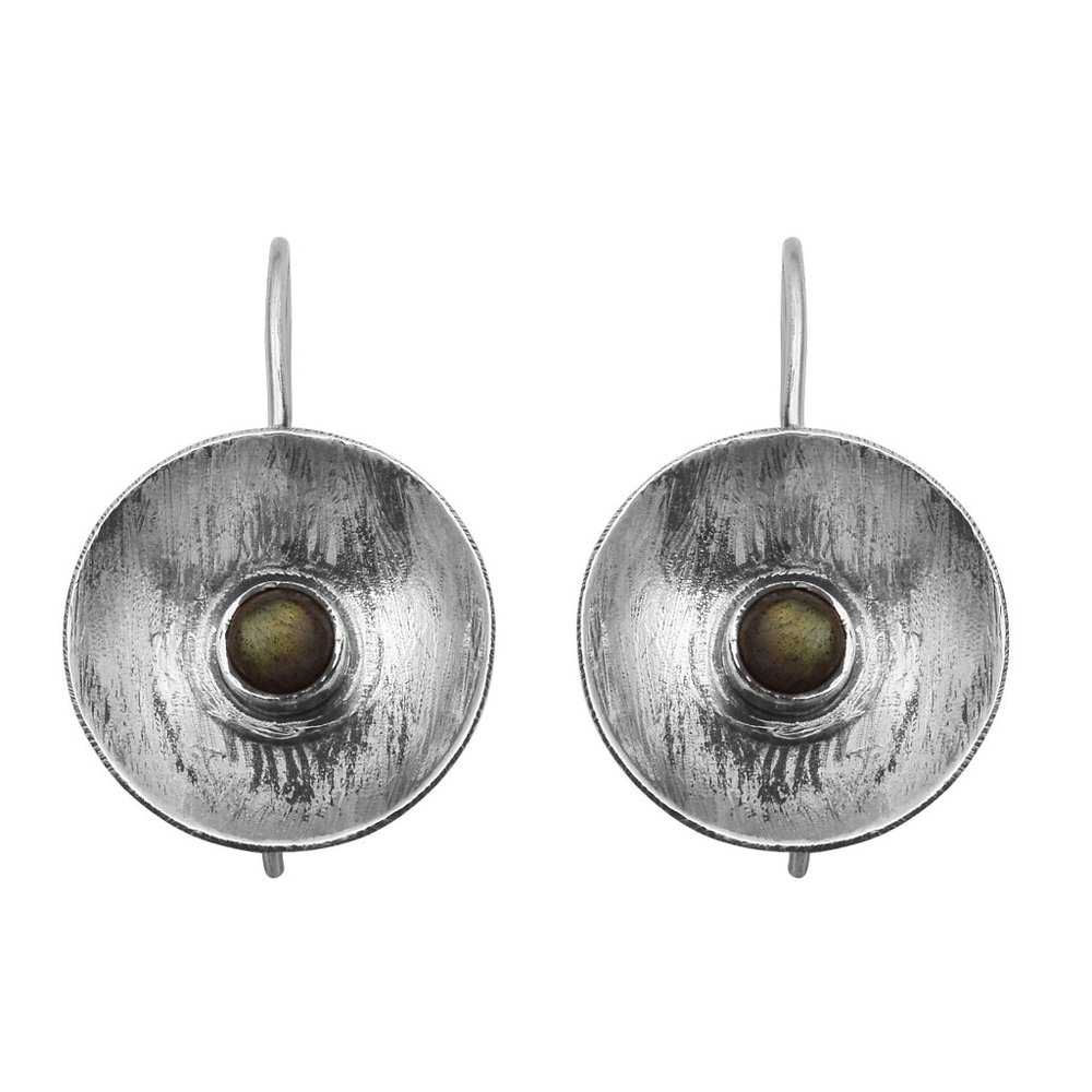 Natural Labradorite Designer Earrings in Silver